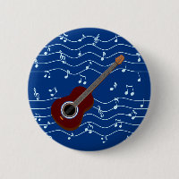 guitare et bouton de notes musicales
