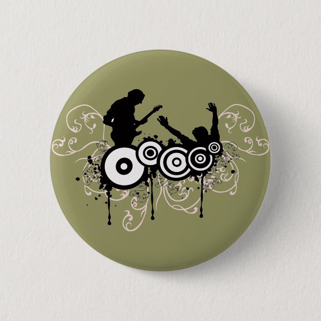 Macaron Rond 5 Cm Guitare grunge (Devant)