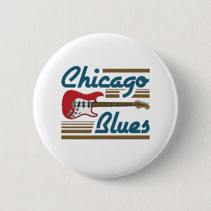 Macaron Rond 5 Cm Guitare musicienne de Chicago Blues