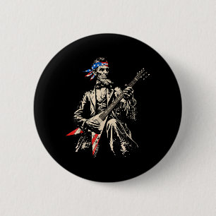 Macaron Rond 5 Cm Guitare Rock Président Abraham Lincoln Patriotique
