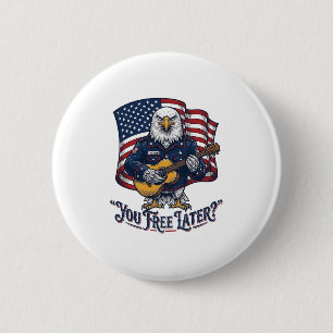 Macaron Rond 5 Cm Guitare Vintage Eagle Patriotique