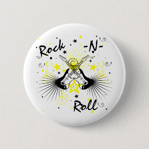 Macaron Rond 5 Cm Guitares Rock n Roll