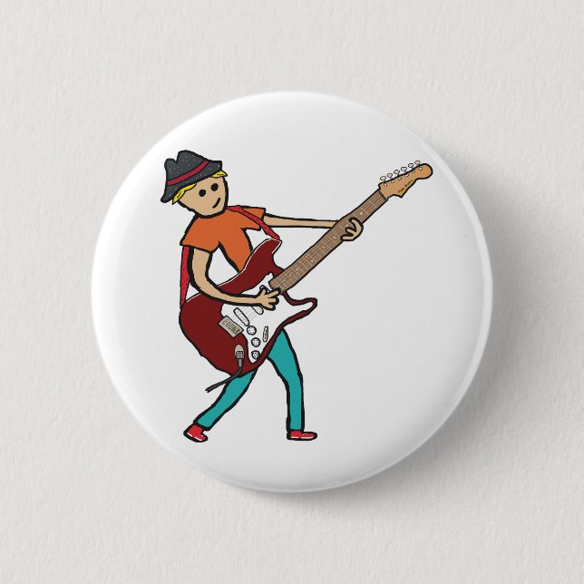 Macaron Rond 5 Cm Guitariste (Devant)
