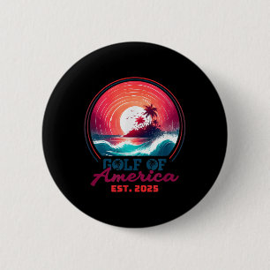 Macaron Rond 5 Cm Gulf Of Us America Est 2025 Retro Vintage Beach _1