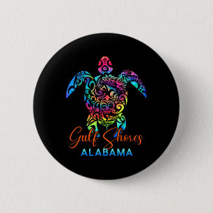 Macaron Rond 5 Cm Gulf Shores Alabama Tortue de mer Famille Vacances