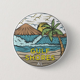 Macaron Rond 5 Cm Gulf Shores Alabama Vintage