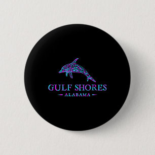 Macaron Rond 5 Cm Gulf Shores Alabyma Retro Dolphin Boys Girls Toddl