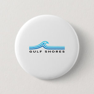 Macaron Rond 5 Cm Gulf Shores Alama Souvenir Vagues Vintage Hommes F