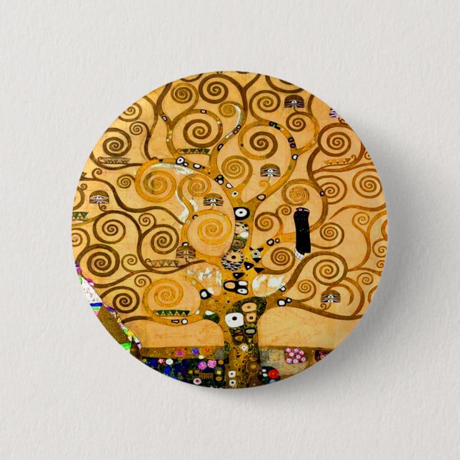 Macaron Rond 5 Cm Gustav Klimt Arbre de vie (Devant)