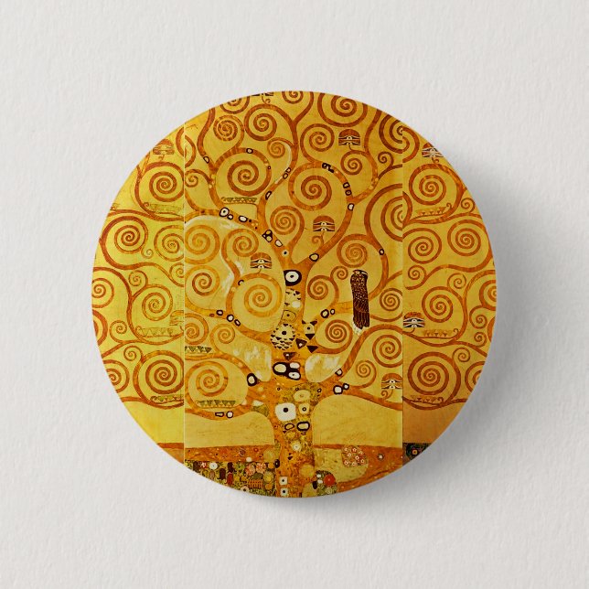 Macaron Rond 5 Cm Gustav Klimt Arbre de Vie : Symboliste Art Nouveau (Devant)