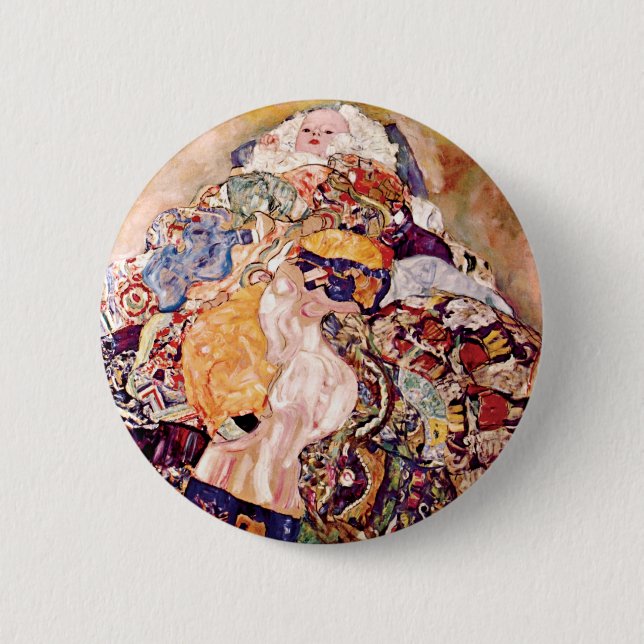 Macaron Rond 5 Cm Gustav Klimt - Le berceau de bébé - Nouveau-né (Devant)