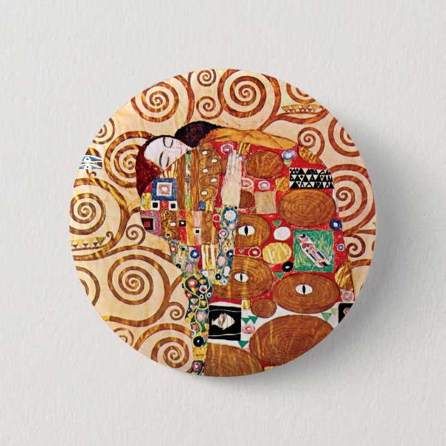 Macaron Rond 5 Cm Gustav Klimt - L'Embrace - Peinture d'Art (Devant)