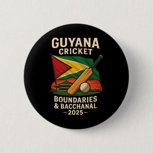 Macaron Rond 5 Cm Guyana Cricket 2025 Frontières et chaîne caribéenn