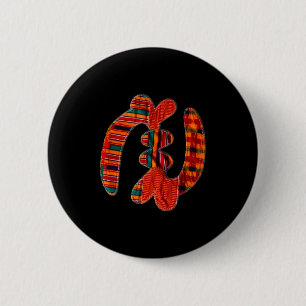 Macaron Rond 5 Cm Gye Nyame - Symbole africain du tissu Kente Ghana