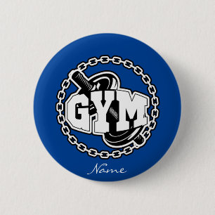 Macaron Rond 5 Cm Gym Barbell Logo Thunder_Cove