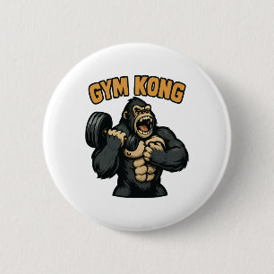 Macaron Rond 5 Cm Gym Kong Drôle de musculation Fitness Gorille Bête