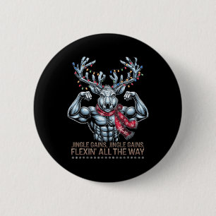 Macaron Rond 5 Cm Gymnase De Noël Reindeer Gains Flextant Tout T