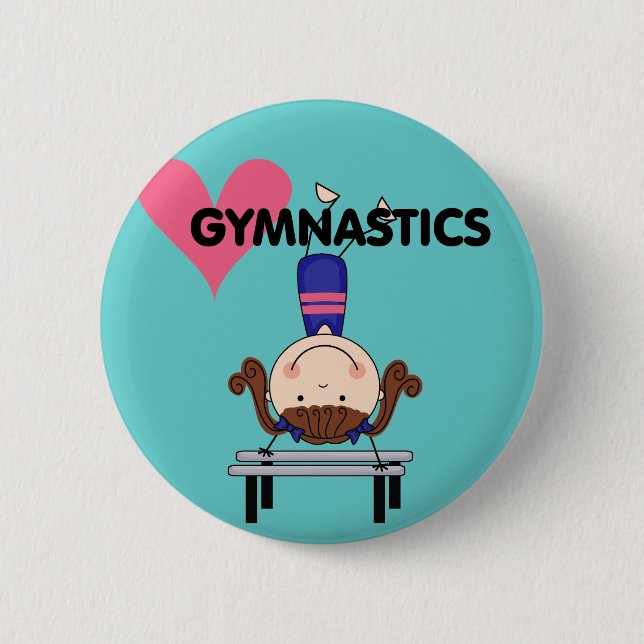 Macaron Rond 5 Cm GYMNASTIQUE - appuis renversés de fille de brune (Devant)