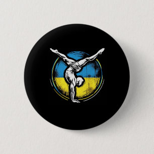 Macaron Rond 5 Cm Gymnastique Artistique Ukrainienne Drapeau Ukraine