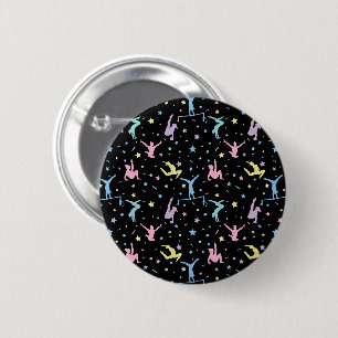 Macaron Rond 5 Cm Gymnastique Féminine Gymnastes avec Étoiles