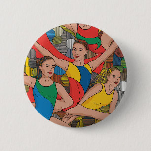 Macaron Rond 5 Cm Gymnastique Filles Acro Danseurs motif coloré