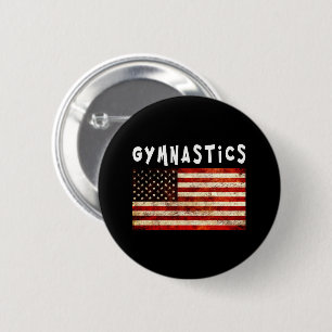 Macaron Rond 5 Cm Gymnastique Grunge Américain Drapeau USA