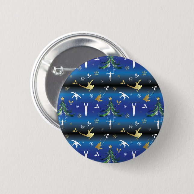 Macaron Rond 5 Cm Gymnastique masculine Snowflake sapin de Noël (Devant & derrière)