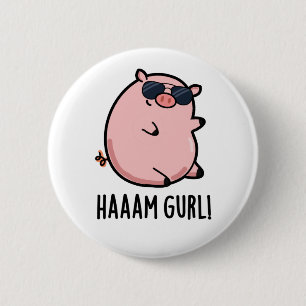 Macaron Rond 5 Cm Haaam Gurl Funny Pig Pun