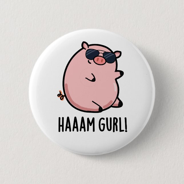 Macaron Rond 5 Cm Haaam Gurl Funny Pig Pun (Devant)