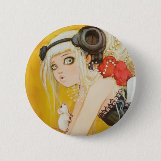 Macaron Rond 5 Cm Habillé bouton de désordre (Devant)