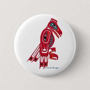 Macaron Rond 5 Cm HAIDA EAGLE Native American Art Button Collection