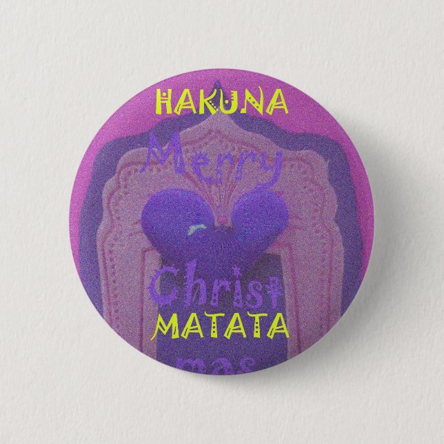 Macaron Rond 5 Cm Hakuna Matata Joyeux Noël Amour Design (Devant)