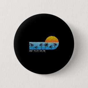 Macaron Rond 5 Cm Half Moon Cay vintage, Bs Palm Trees &amp; Coucher