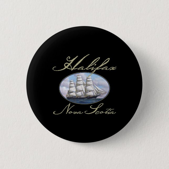 Macaron Rond 5 Cm Halifax Nova Scotia Clipper Ship  (Devant)