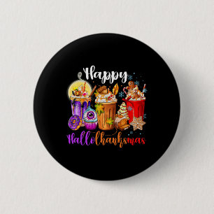 Macaron Rond 5 Cm Hallothanksmas Halloween Action de grâce Noël