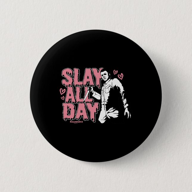 Macaron Rond 5 Cm Halloween 2 Saint Valentin Michael Myers Tout Slay (Devant)