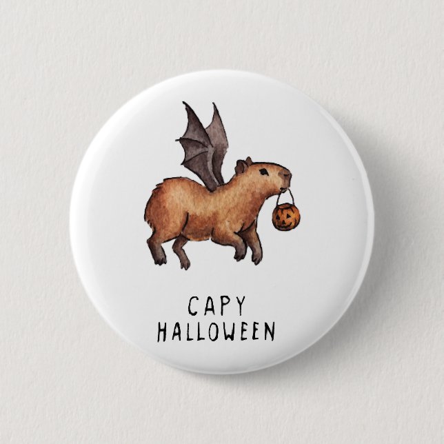 Macaron Rond 5 Cm Halloween Capybara (Devant)