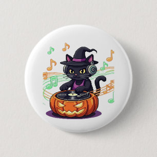Macaron Rond 5 Cm Halloween chat Dj T-shirt surdimensionné