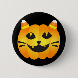 Macaron Rond 5 Cm Halloween Chat-o'-Lanterne