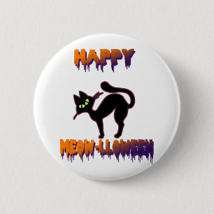 Macaron Rond 5 Cm Halloween Citrouille de Chat Noir