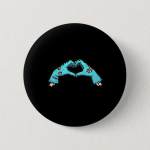 Macaron Rond 5 Cm Halloween Coeur des mains Zombie Éffrayant