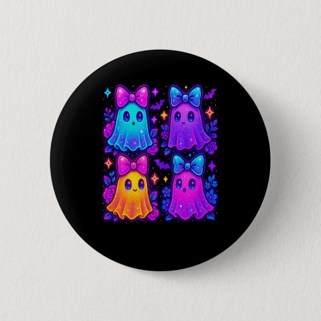 Macaron Rond 5 Cm Halloween Coquette Iridescente (Devant)