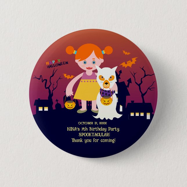 Macaron Rond 5 Cm Halloween Costume fille fête d'anniversaire (Devant)