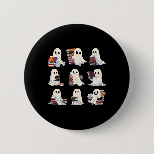 Macaron Rond 5 Cm Halloween Cute Ghost Lire plus Livres Éffrayant Bo