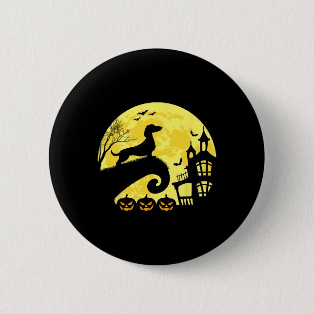 Macaron Rond 5 Cm Halloween Dachshund Weenie Wiener Moonshine Sausag (Devant)