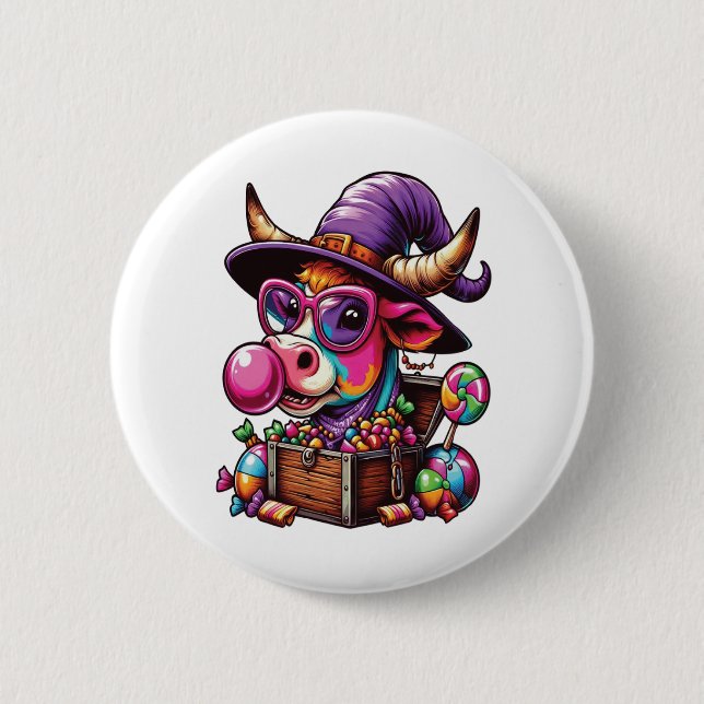 Macaron Rond 5 Cm Halloween de la vache Rainbow Highland (Devant)