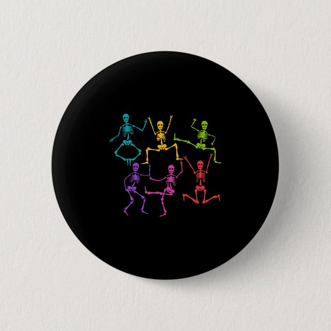 Macaron Rond 5 Cm Halloween drôle, danse squelette (Devant)