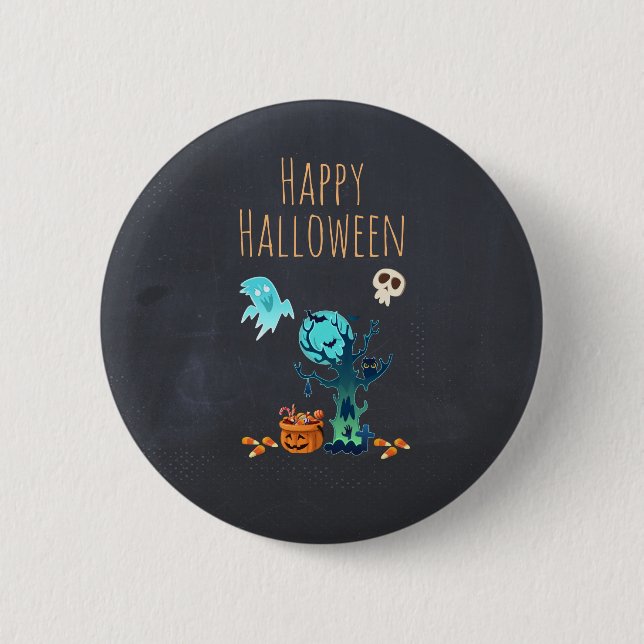 Macaron Rond 5 Cm Halloween Éffrayant Déplaisant Fantômes chauves-so (Devant)