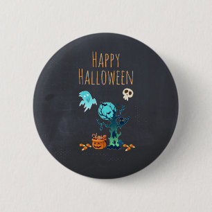 Macaron Rond 5 Cm Halloween Éffrayant Déplaisant Fantômes chauves-so
