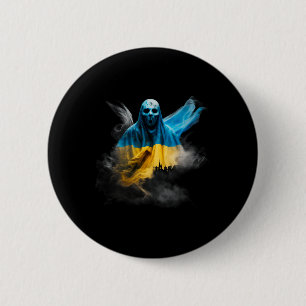 Macaron Rond 5 Cm Halloween en Ukraine Drapeau de l'Ukraine Cherno